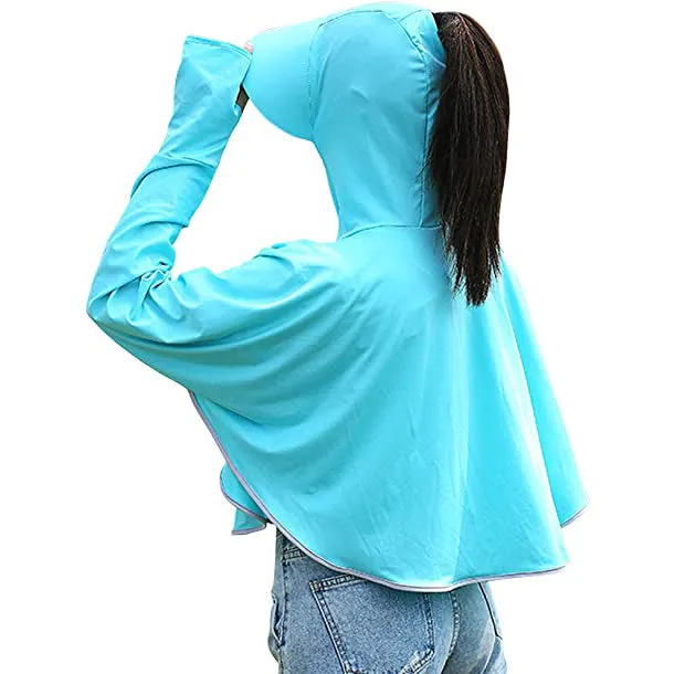 Sidiou Group Anniou Fashion Windbreaker Ice Silk Zip Long Sleeve Lightweight Jacket With Hat Face Shield Loose Quick Dry Sun-Protective Clothing