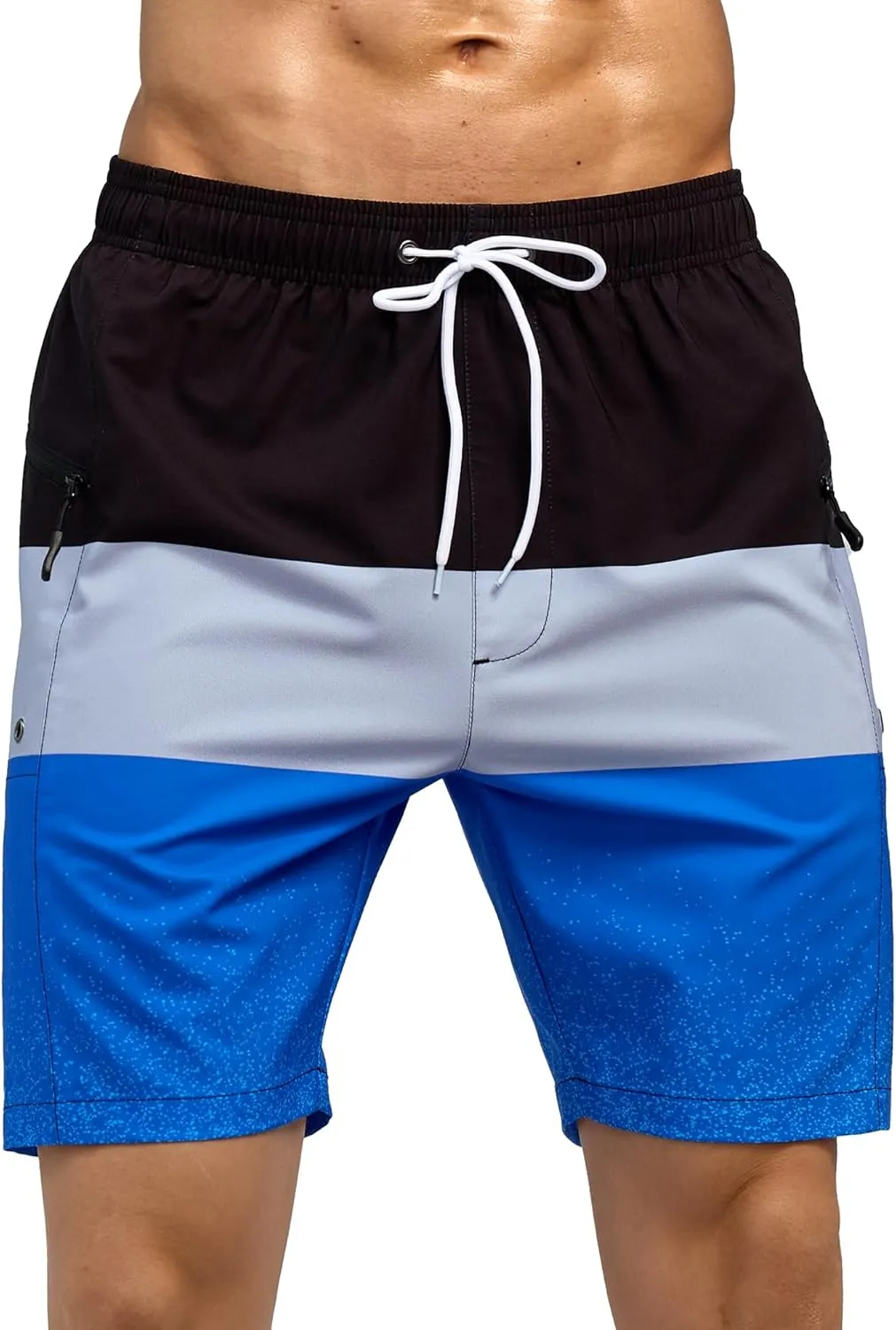 SILKWORLD Quick Dry Mens Swim Trunks with Compression Liner 7" Mens Bathing Suits with Zip Pockets
