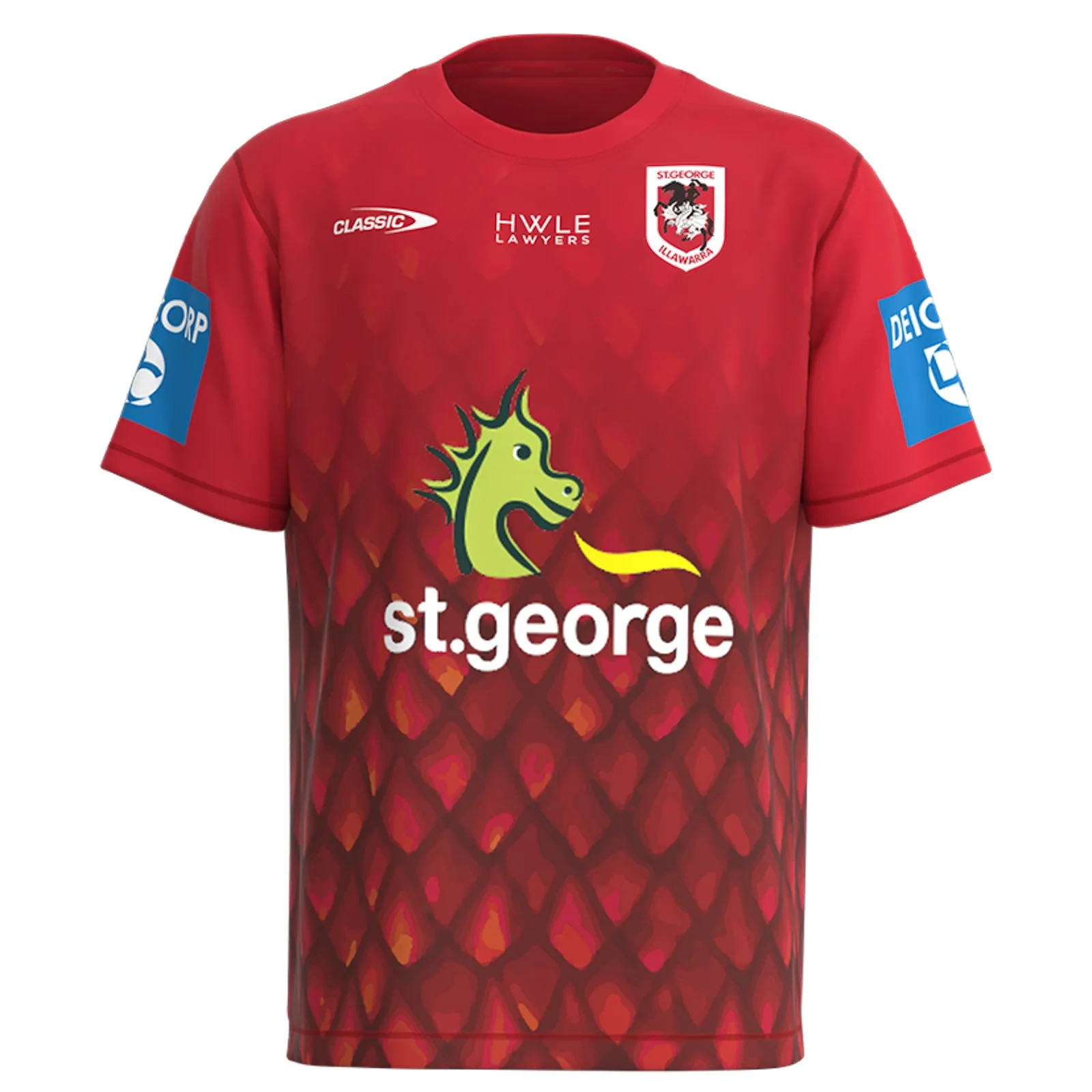St George Illawarra Dragons 2023 Men's Warm Up Tee NRL Rugby League by Classic