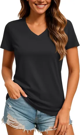 TACVASEN Workout Tops for Women UPF 50  Sun Protection V-Neck T Shirts Short Sleeve Quick Dry Athletic Running Shirts