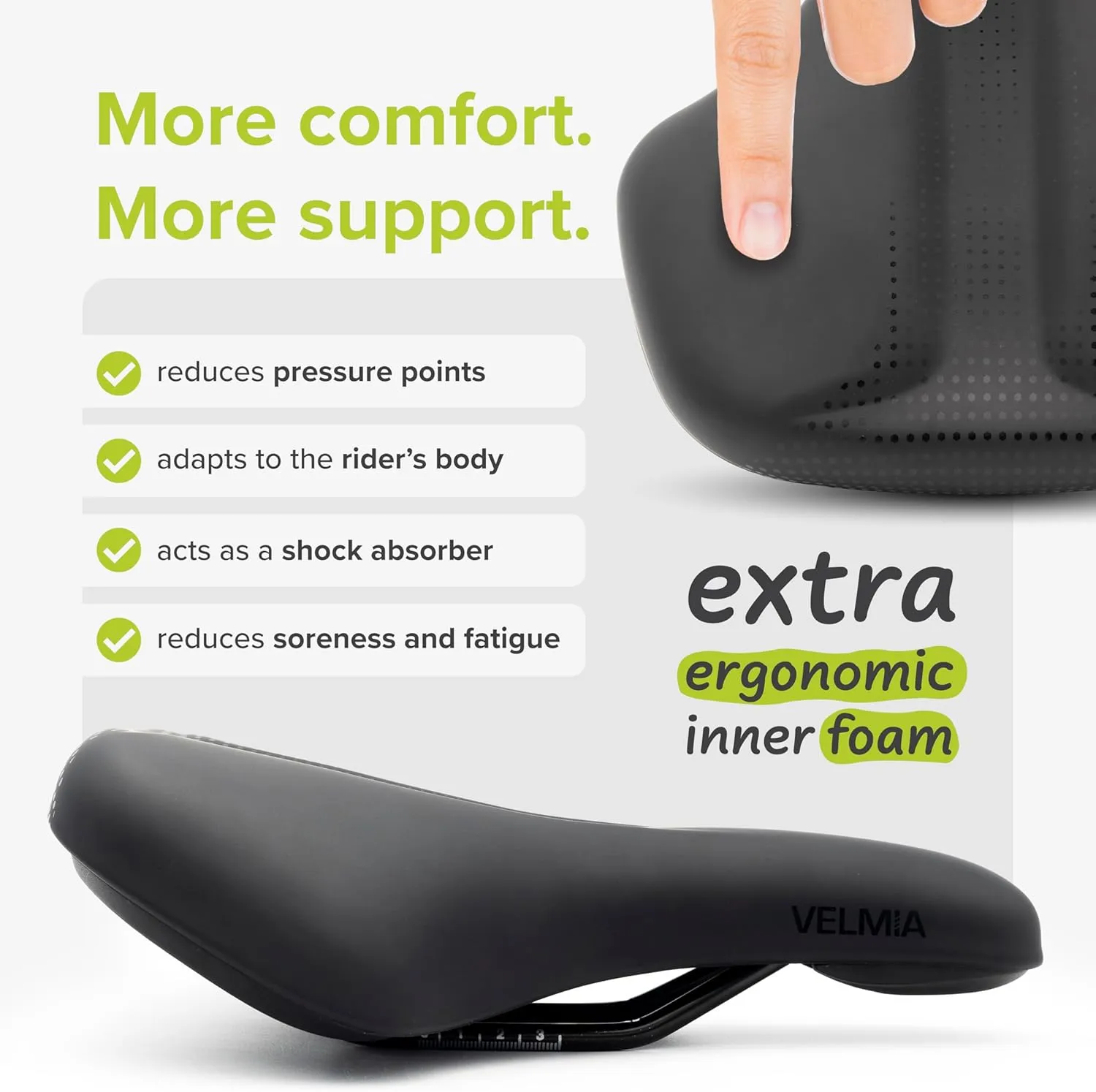 VELMIA Bike Seat 100% Waterproof I Bicycle Seat with Ergonomic Design - Bike Seats for Men and Women - Perfect for Trek Bikes & Peloton I Mountain Bike seat, Bike Saddle