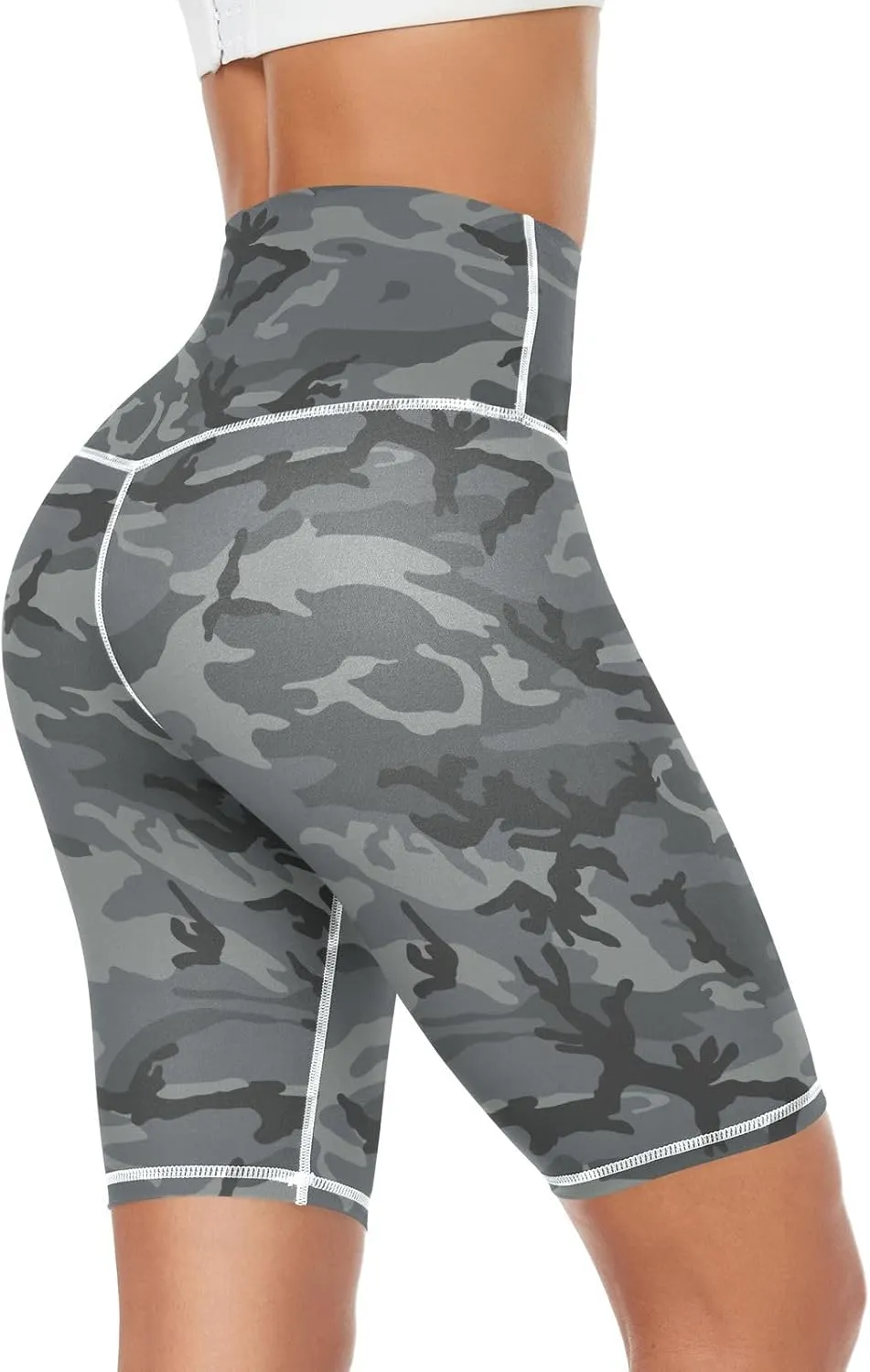 VKPSCHJ Women's Biker Shorts with Pocket High Waisted Yoga Workout Gym Running Shorts,Colorful Spiral Tummy Control Pants