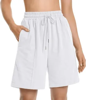 Womens Long Sweat Shorts Casual Summer Bermuda Loose Lounge Workout Athletic Shorts with Pockets