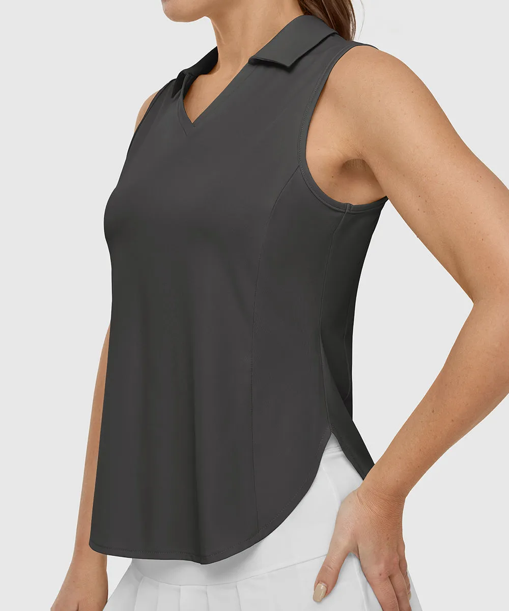 Women's UPF 50  V-Neck Sleeveless Polo Shirt