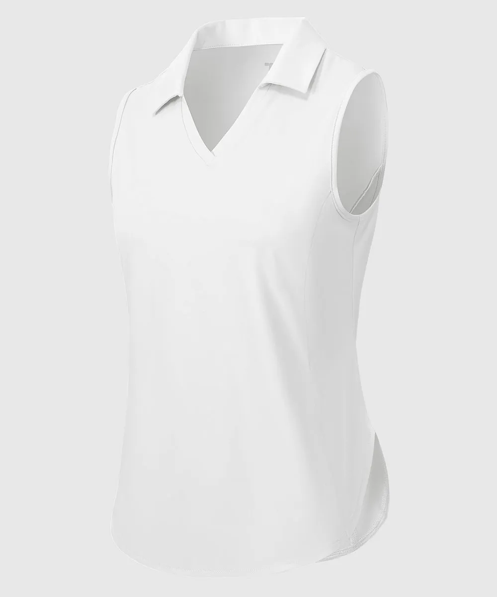Women's UPF 50  V-Neck Sleeveless Polo Shirt