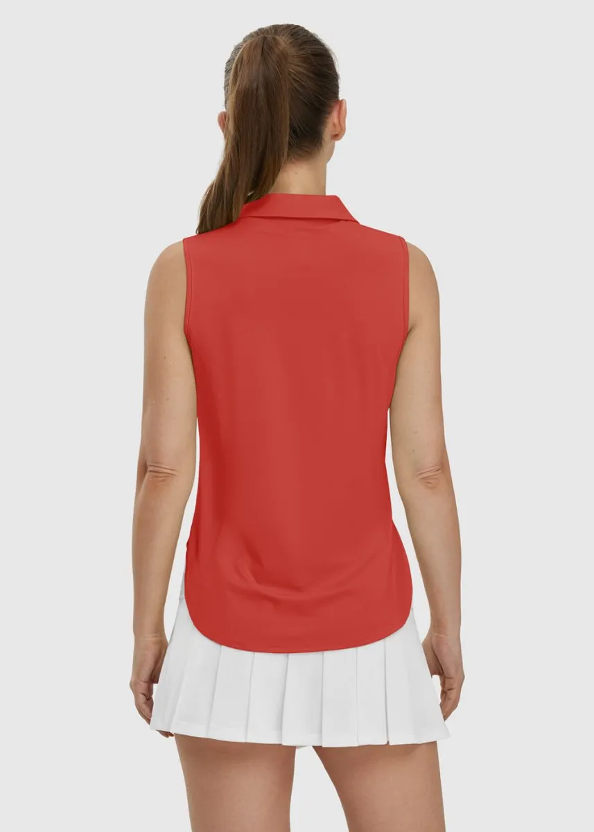 Women's UPF 50  V-Neck Sleeveless Polo Shirt
