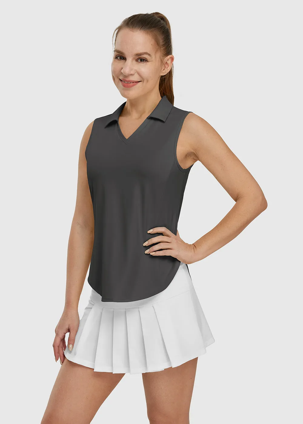 Women's UPF 50  V-Neck Sleeveless Polo Shirt