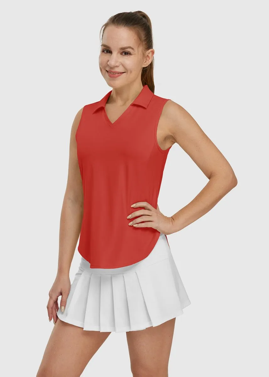 Women's UPF 50  V-Neck Sleeveless Polo Shirt
