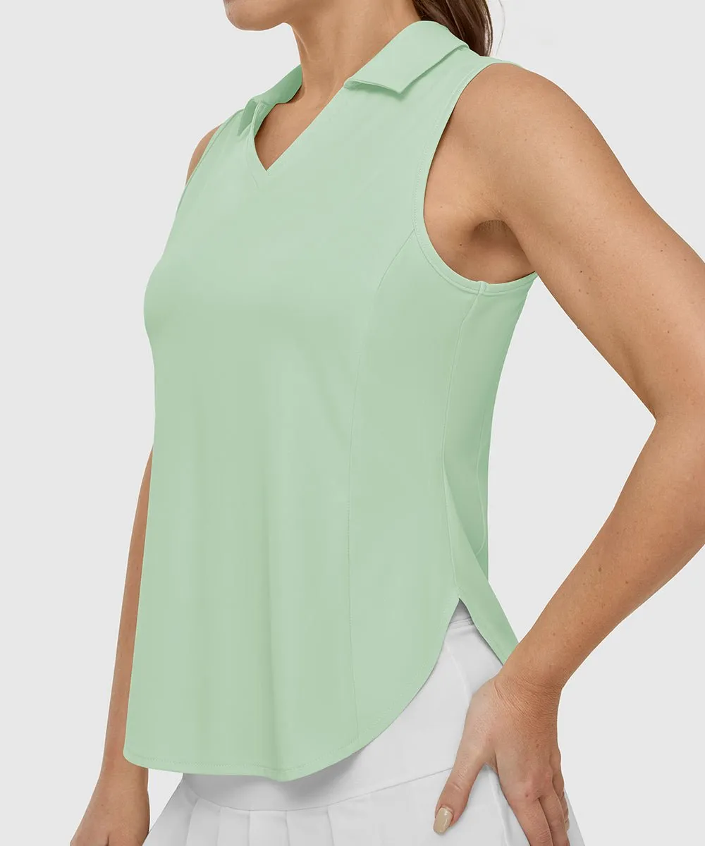 Women's UPF 50  V-Neck Sleeveless Polo Shirt