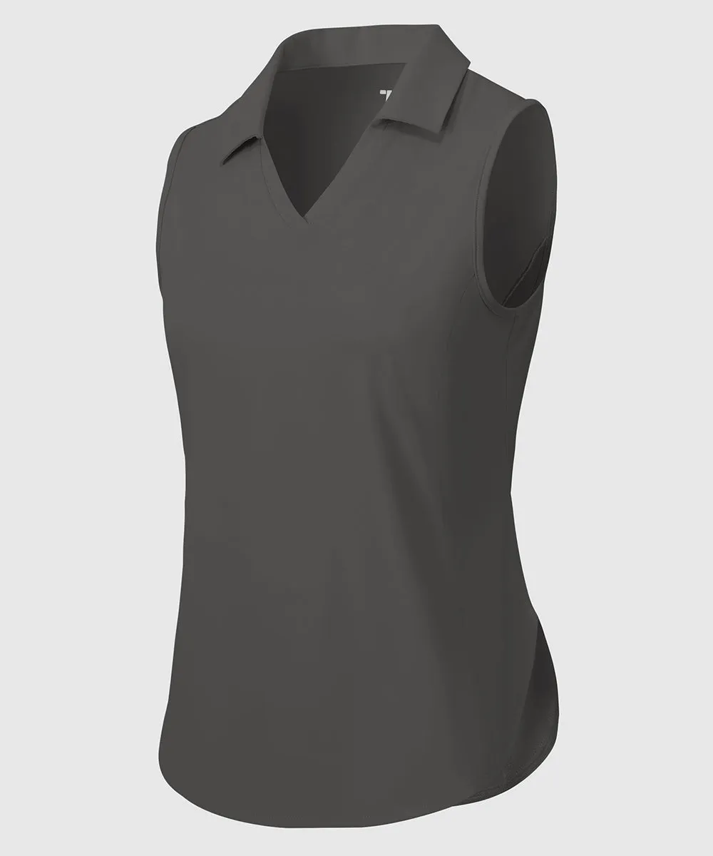 Women's UPF 50  V-Neck Sleeveless Polo Shirt