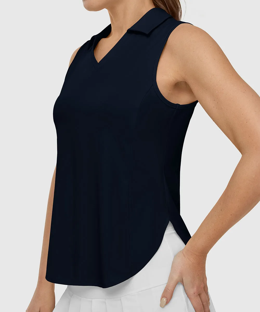 Women's UPF 50  V-Neck Sleeveless Polo Shirt