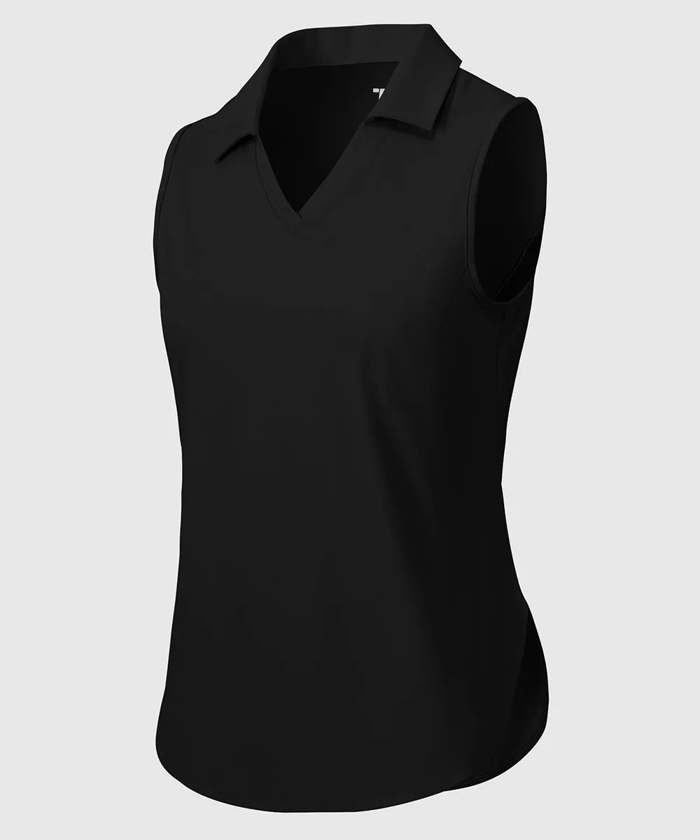 Women's UPF 50  V-Neck Sleeveless Polo Shirt