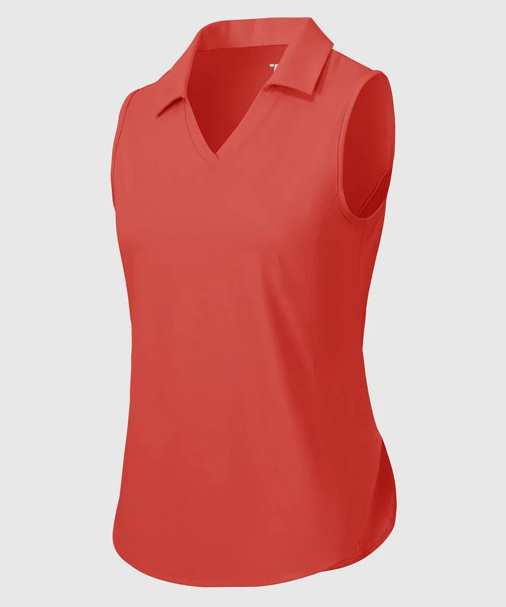 Women's UPF 50  V-Neck Sleeveless Polo Shirt