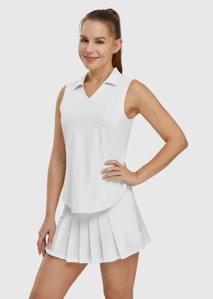Women's UPF 50  V-Neck Sleeveless Polo Shirt