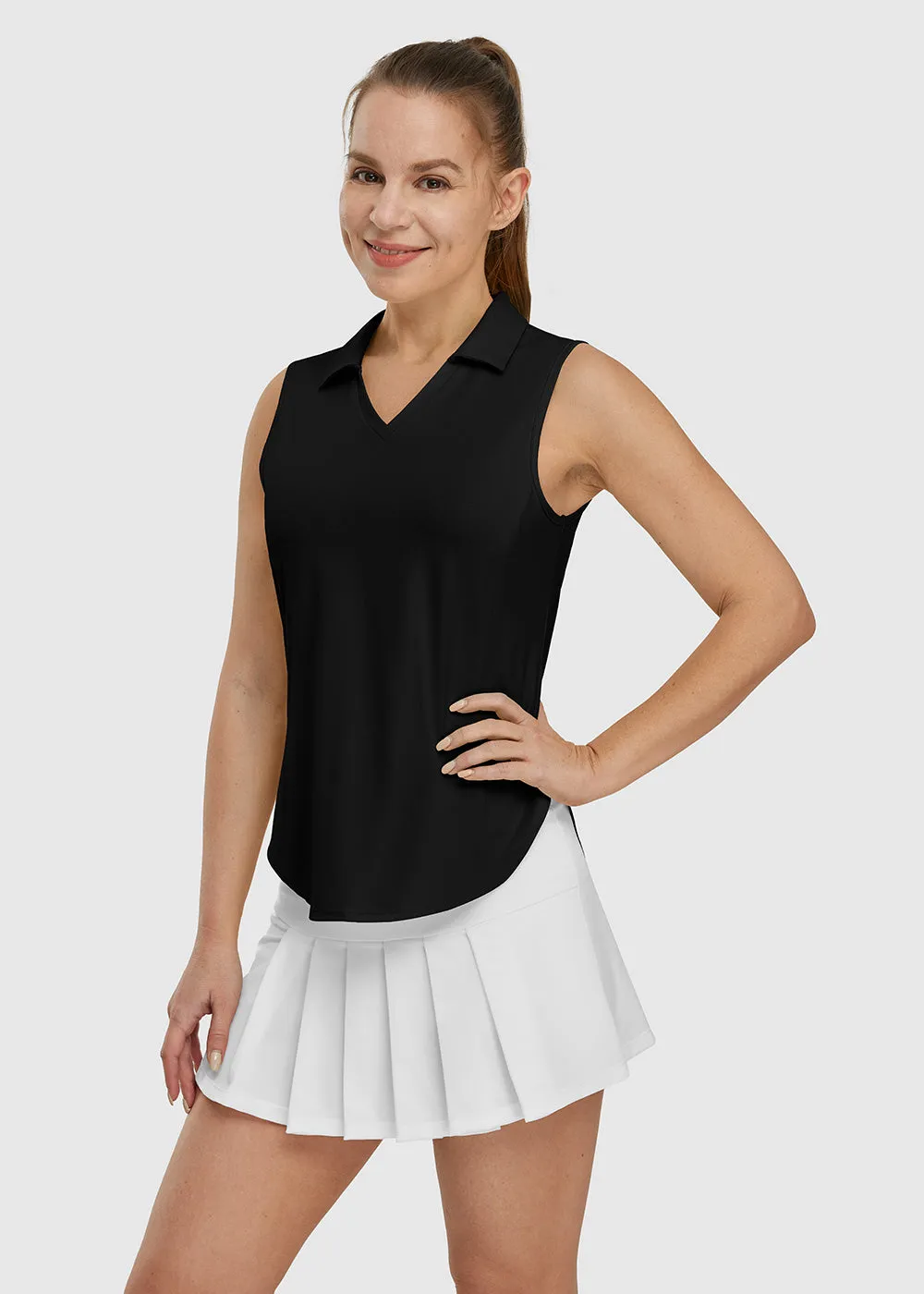 Women's UPF 50  V-Neck Sleeveless Polo Shirt