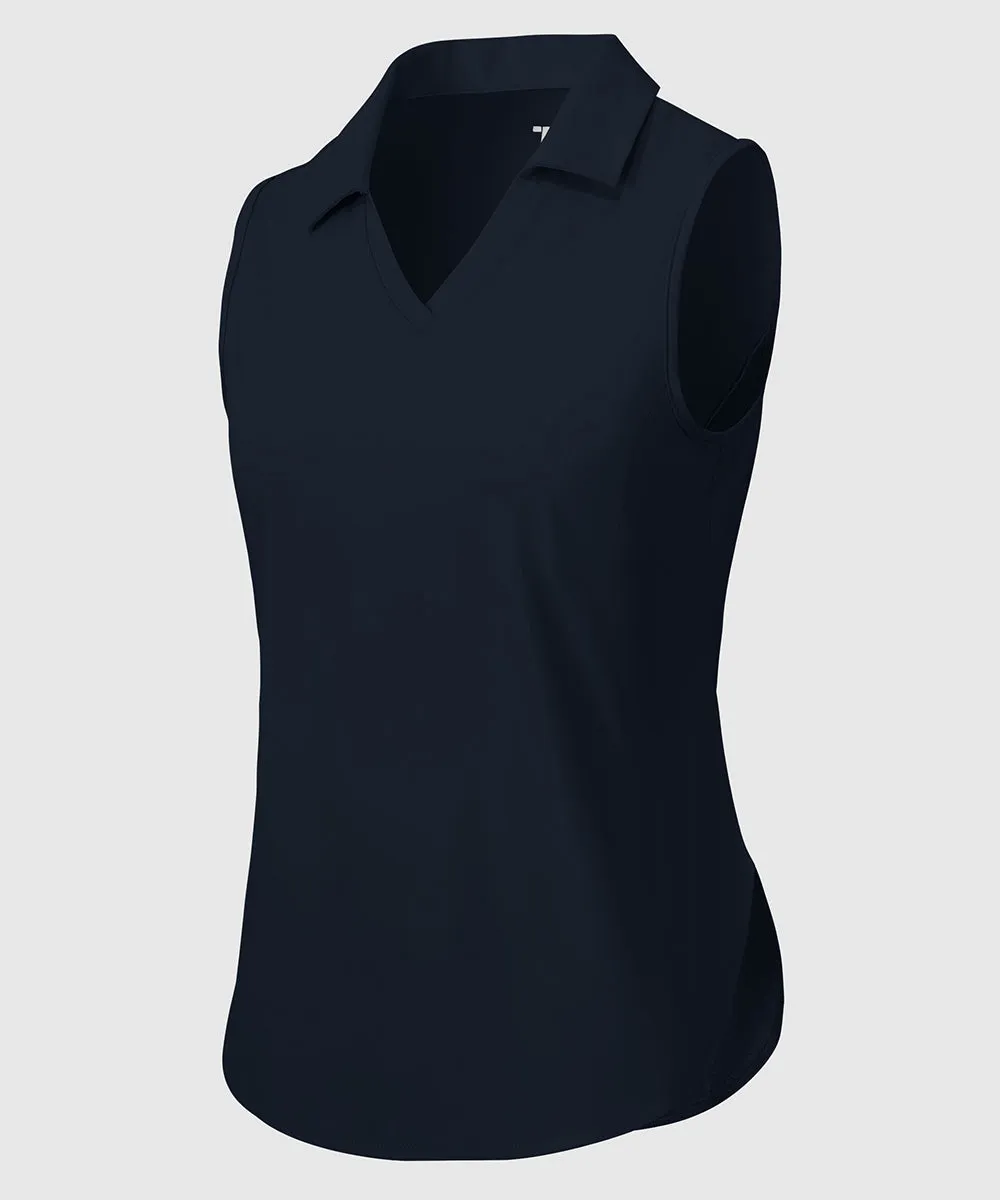 Women's UPF 50  V-Neck Sleeveless Polo Shirt