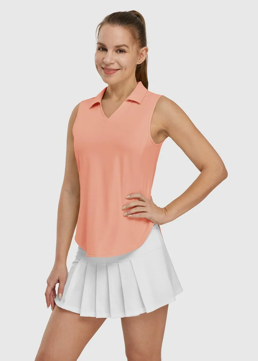 Women's UPF 50  V-Neck Sleeveless Polo Shirt