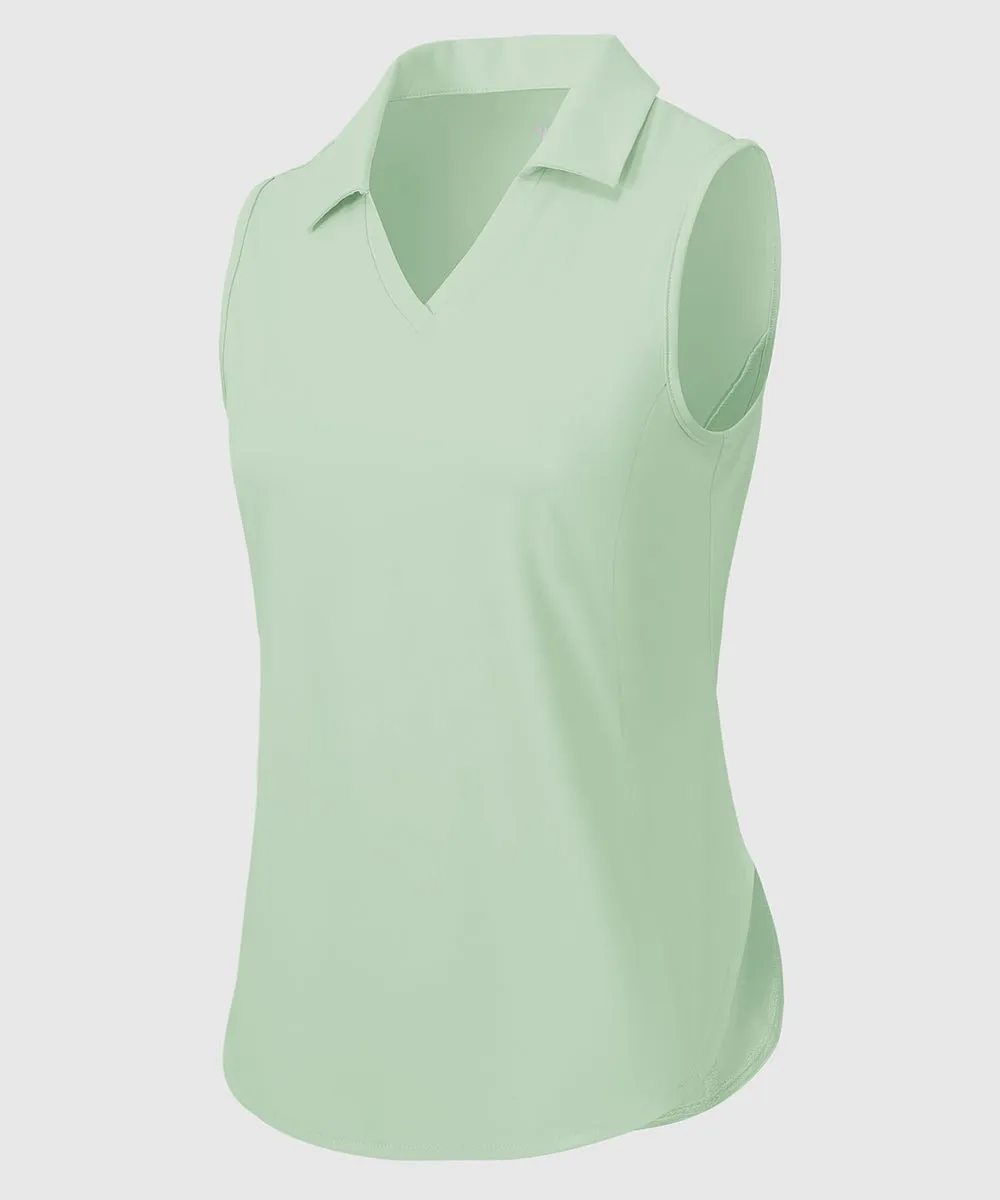 Women's UPF 50  V-Neck Sleeveless Polo Shirt