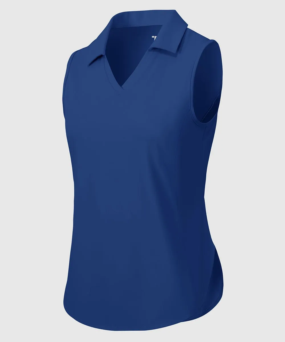 Women's UPF 50  V-Neck Sleeveless Polo Shirt