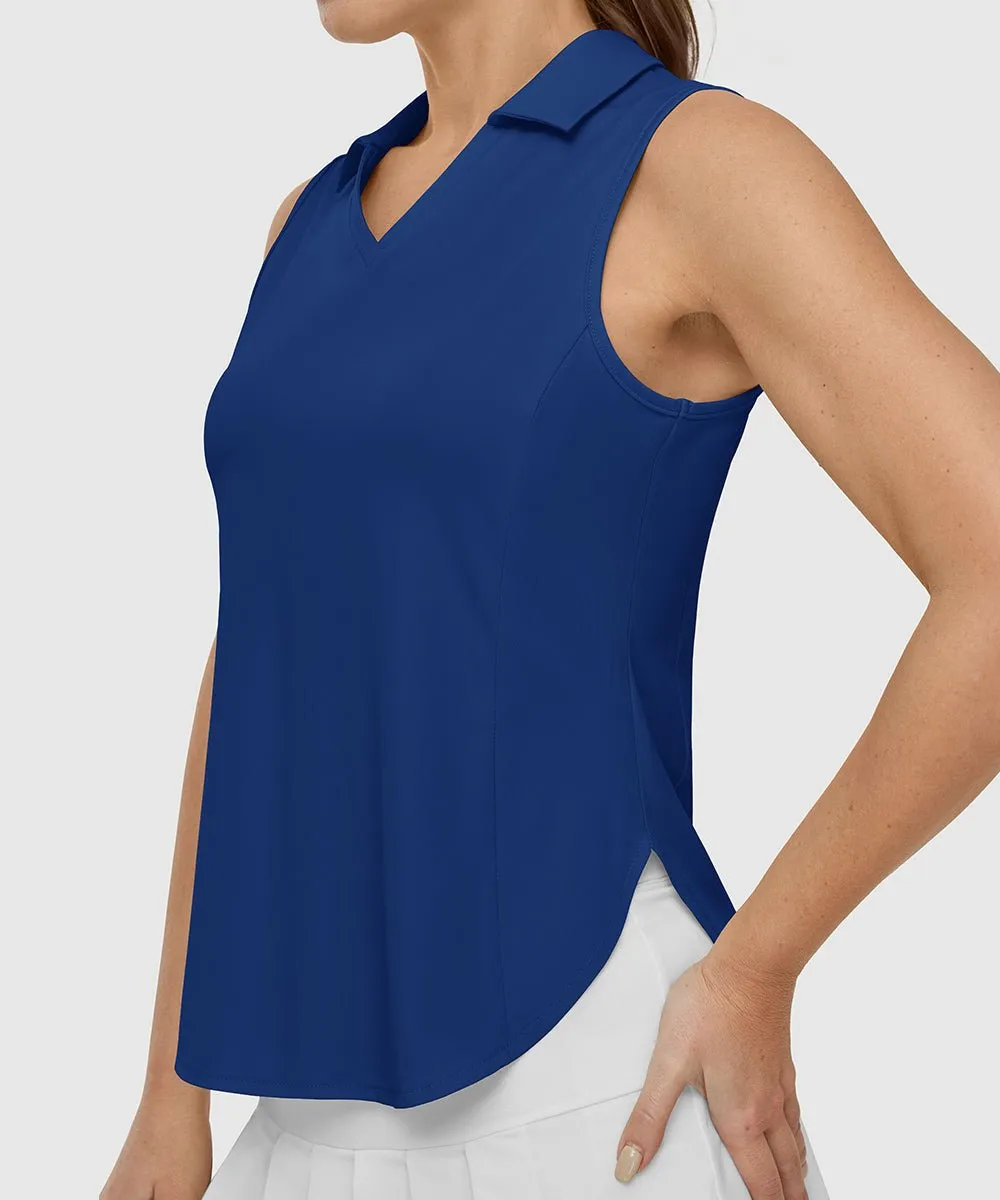 Women's UPF 50  V-Neck Sleeveless Polo Shirt