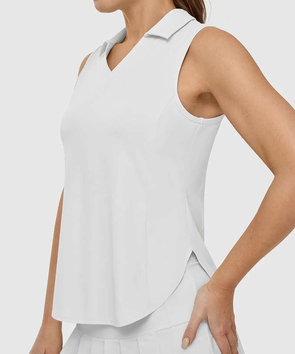 Women's UPF 50  V-Neck Sleeveless Polo Shirt