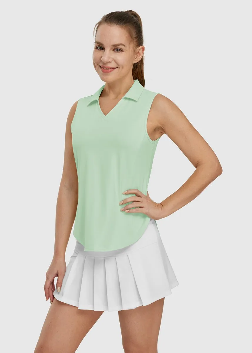 Women's UPF 50  V-Neck Sleeveless Polo Shirt
