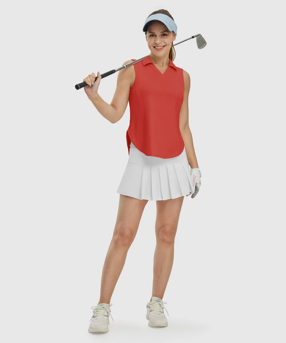 Women's UPF 50  V-Neck Sleeveless Polo Shirt
