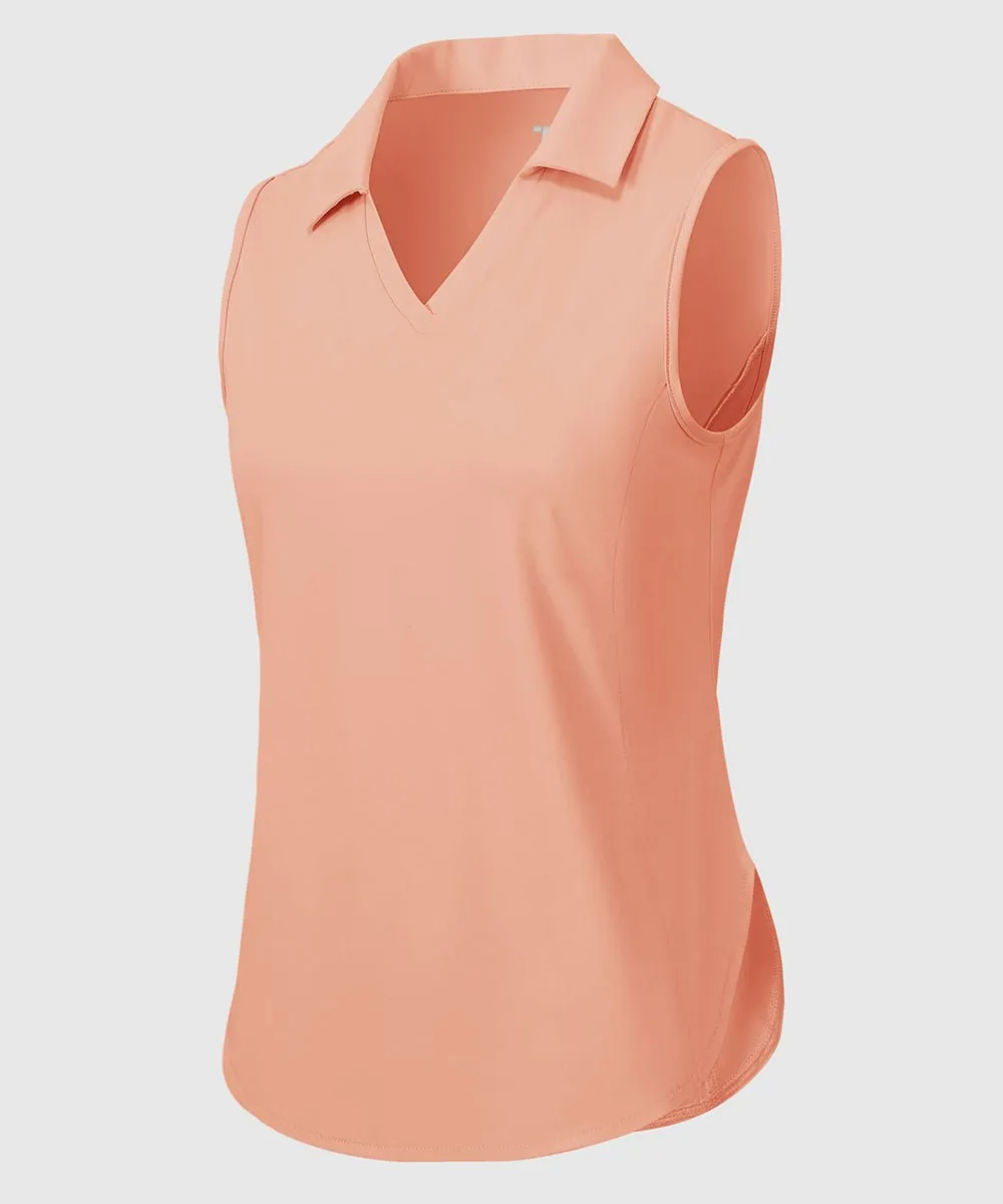 Women's UPF 50  V-Neck Sleeveless Polo Shirt