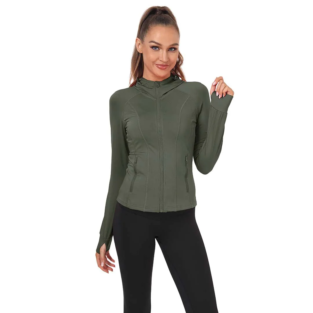 Women's Zip Jacket Hooded Running Sportswear