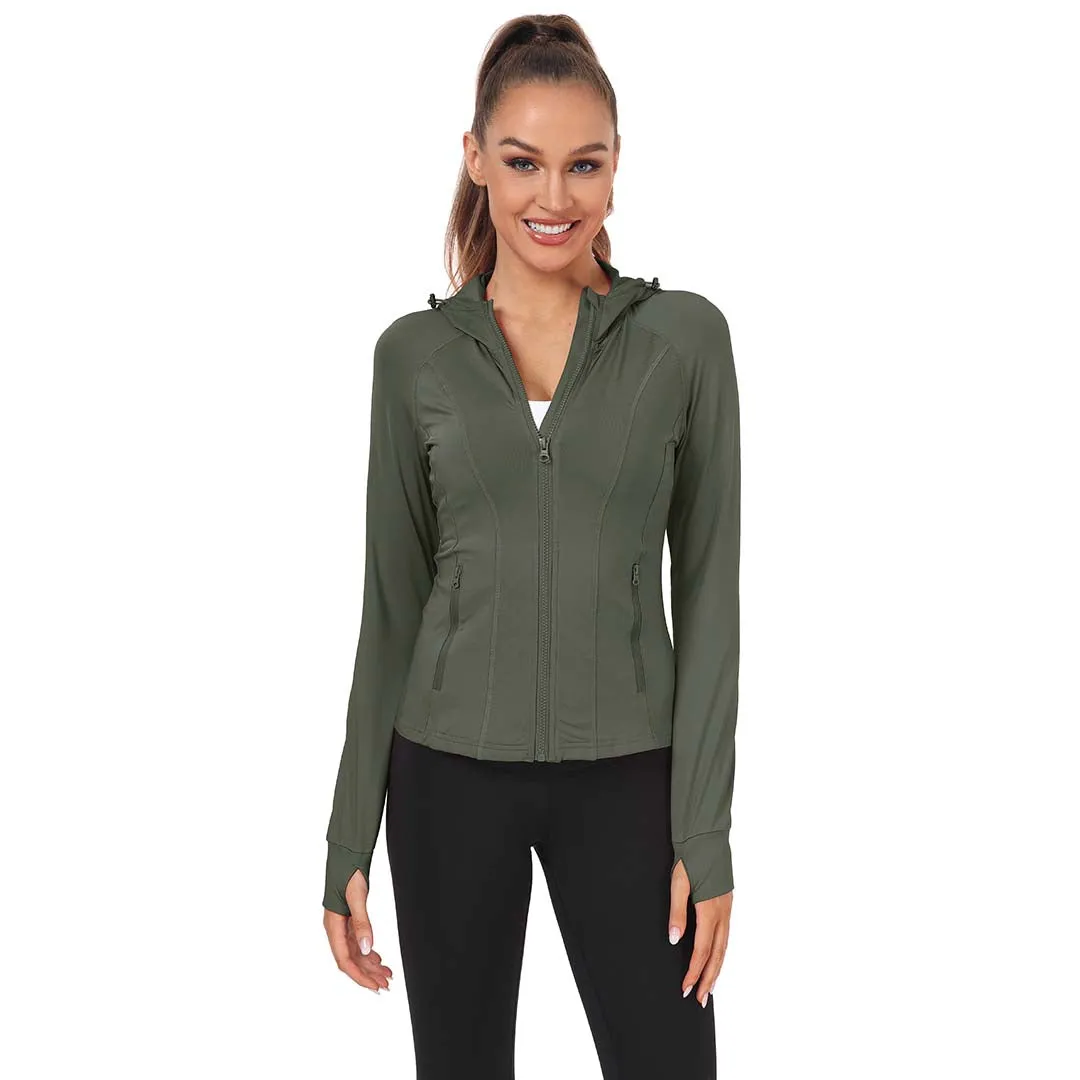Women's Zip Jacket Hooded Running Sportswear