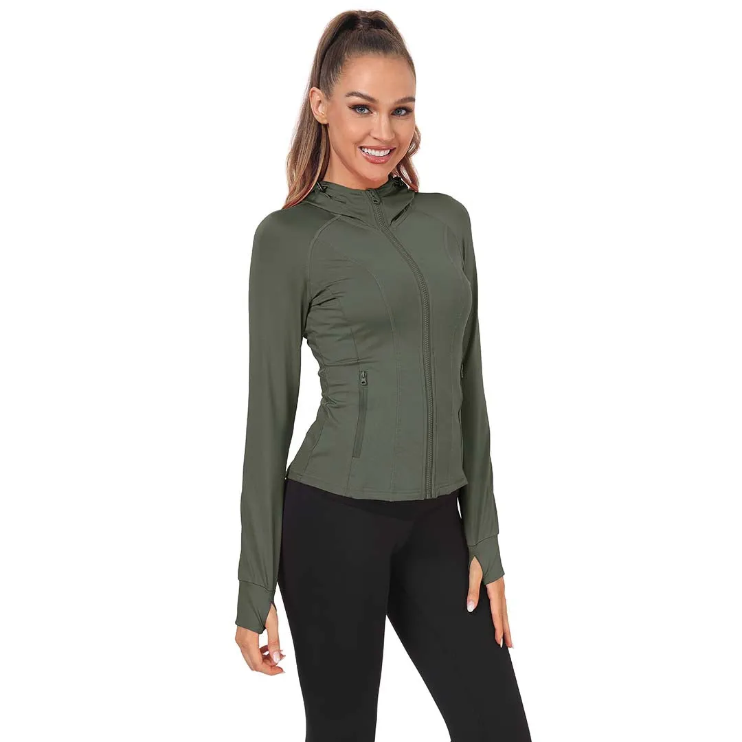 Women's Zip Jacket Hooded Running Sportswear