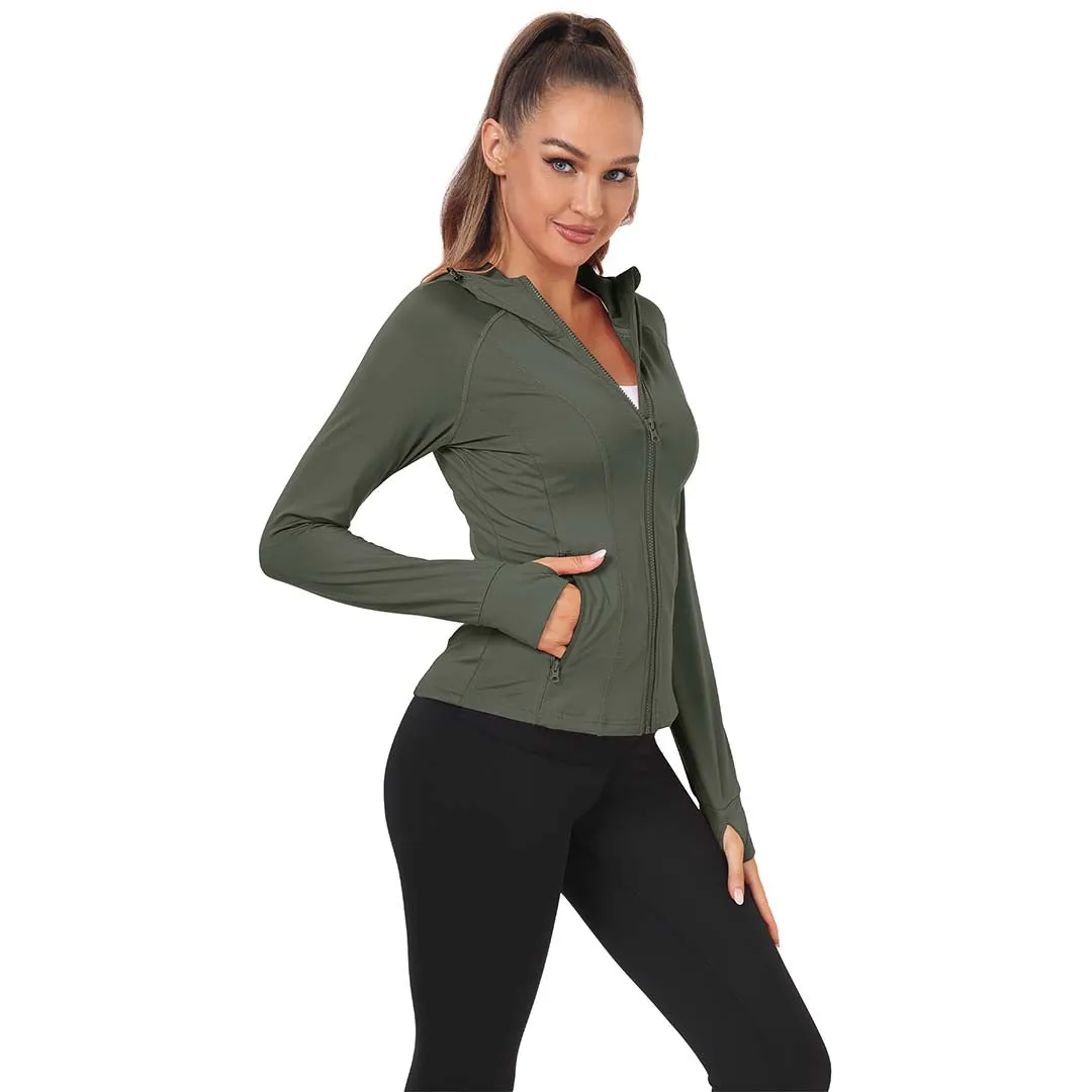 Women's Zip Jacket Hooded Running Sportswear