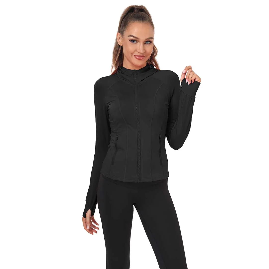 Women's Zip Jacket Hooded Running Sportswear