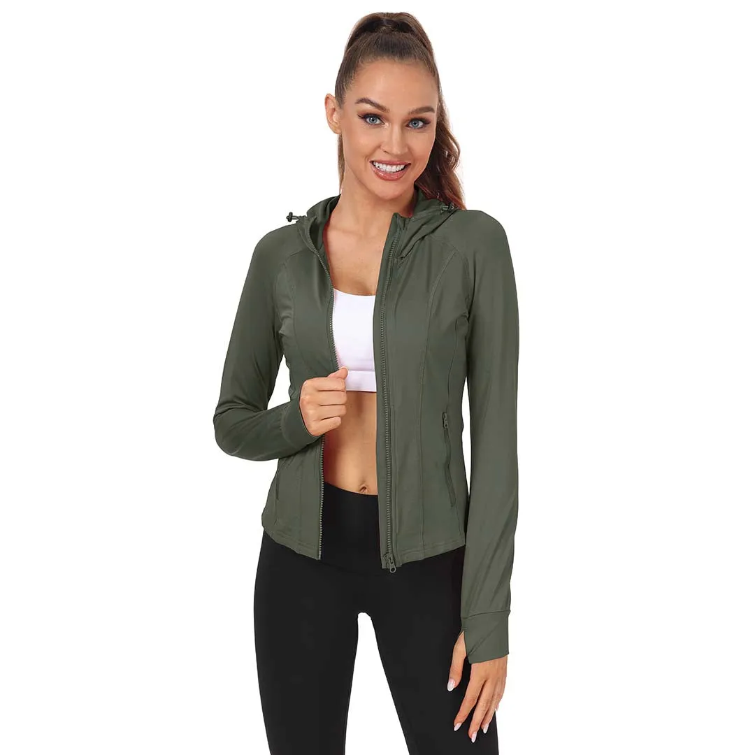 Women's Zip Jacket Hooded Running Sportswear