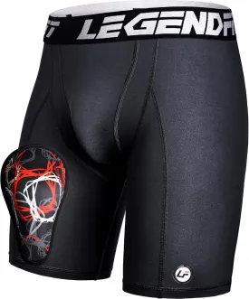 Youth Boys Baseball Compression Shorts w/Cup Protector Athletic Sliding Underwear Football Lacrosse Cricket